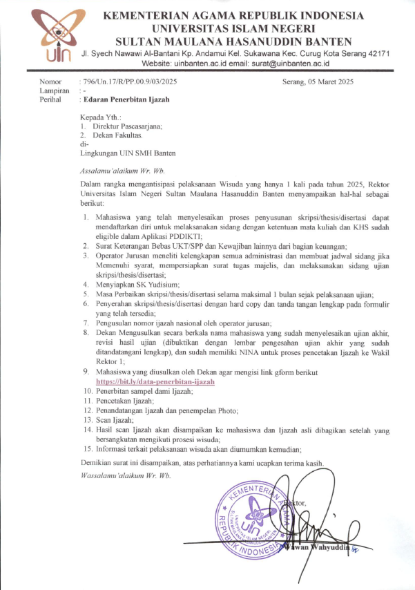Surat Edaran Penerbitan Ijazah